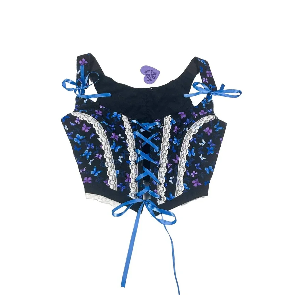 Handmade Butterfly Regency Corset Top Upcycled Fairy Fairycore Renaissance - Picture 7 of 7